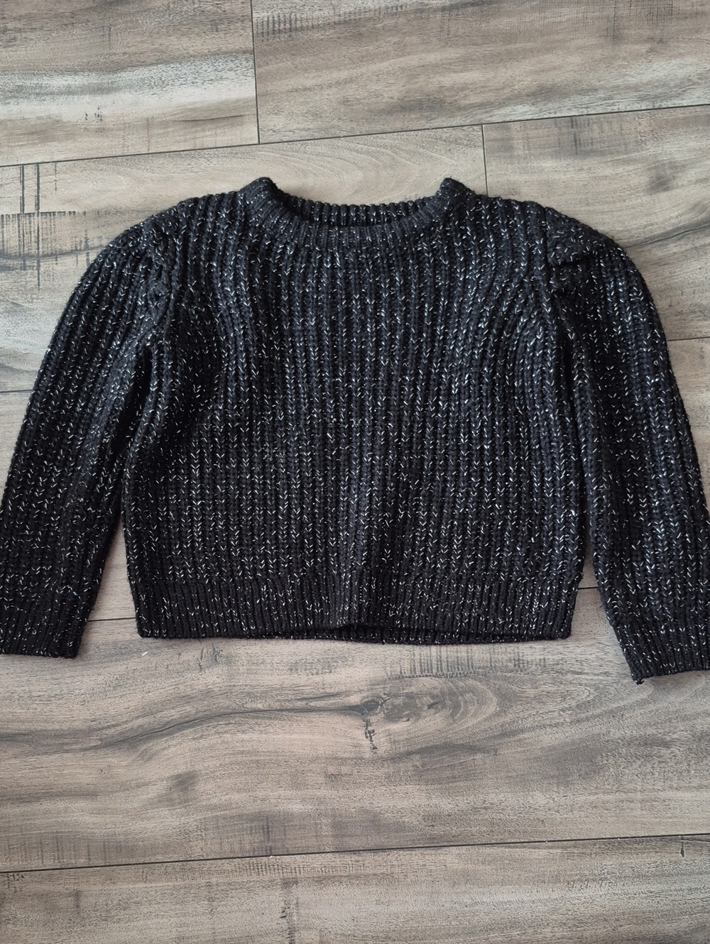 🍀5/30🍀 Joe Fresh Black Ribbed Crew Sweater with Metallic Threads
